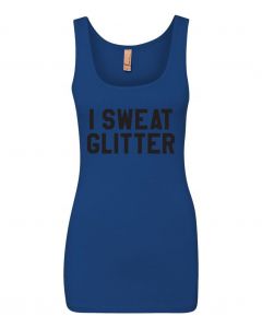 I Sweat Glitter Graphic Clothing-Women's Tank Top-W-Blue