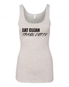 Eat Clean Train Dirty Graphic Women's Tank-Gray-Large