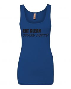 Eat Clean Train Dirty Graphic Women's Tank-Blue-Large