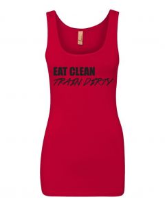 Eat Clean Train Dirty Graphic Women's Tank-Red-Large