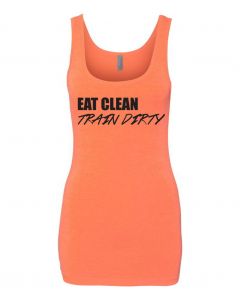 Eat Clean Train Dirty Graphic Women's Tank-Orange-Large