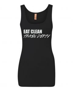 Eat Clean Train Dirty Graphic Women's Tank-Black-Large