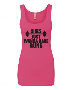 Girls Just Wanna Have Guns Womens Tank Tops-Pink-Large