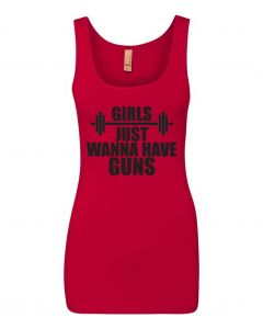 Girls Just Wanna Have Guns Womens Tank Tops-Red-Large
