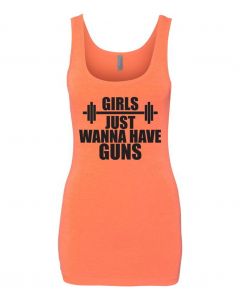 Girls Just Wanna Have Guns Womens Tank Tops-Orange-Large
