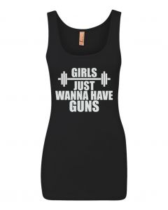 Girls Just Wanna Have Guns Womens Tank Tops-Black-Large