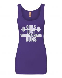 Girls Just Wanna Have Guns Womens Tank Tops-Purple-Large